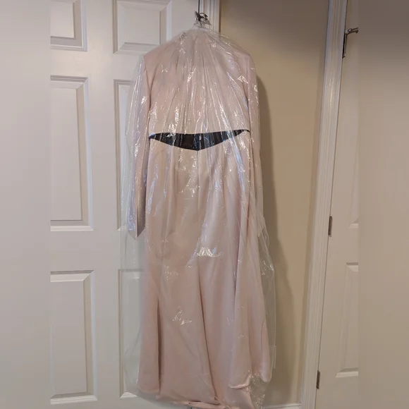 David's Bridal Sleeveless Dress with Jacket/Shrug; Size 14; Pink w/Brown accents - Picture 10 of 11